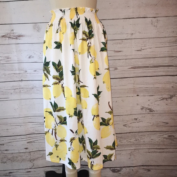 lemon print midi skirt